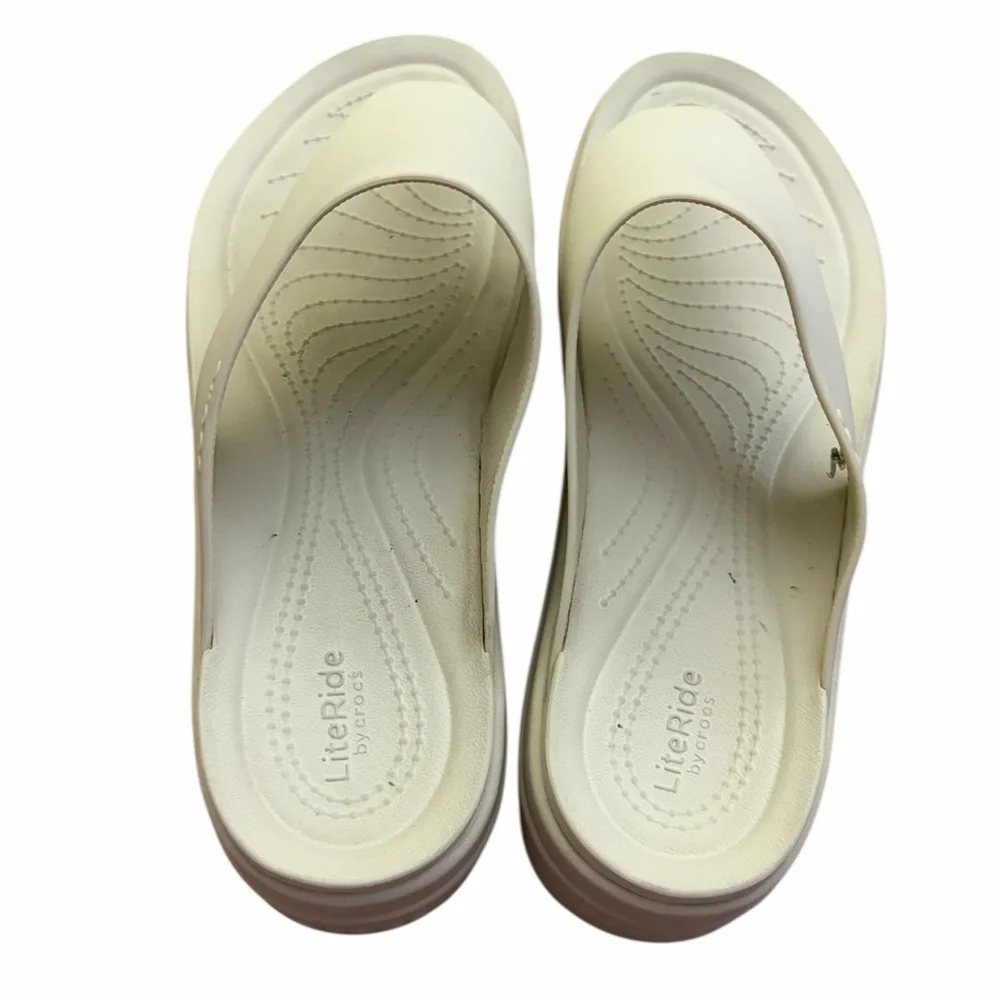 CROCS Lite Ride Brooklyn Bone Women's‎ wedge Sandals Sz 9